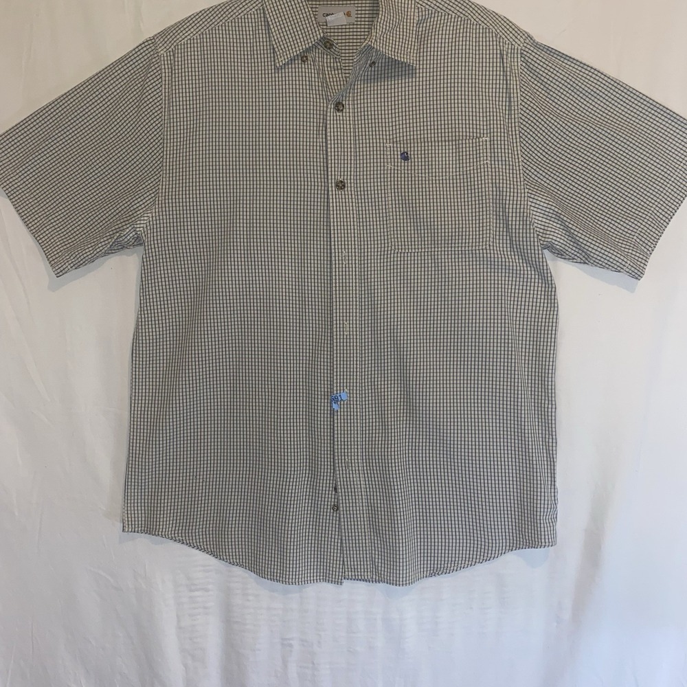 Carhartt Relaxed Fit Button Down Short Sleeve Mens Large Plaid Shirt